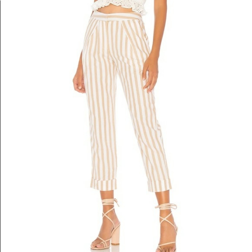 Tularosa Aimee tan & white stripe cropped pants